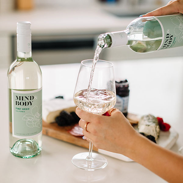 low calorie wine, low alcohol wines, Mind & Body wines, Pinot Grigio, Mind & Body Pinot Grigio, Sugar free wine, gluten free wine, mind and body wines